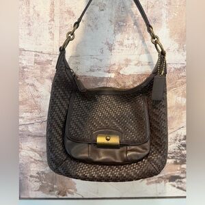 Vintage Coach Kristin Woven Leather Hobo Shoulder Bag Purse Handbag Zip Brown